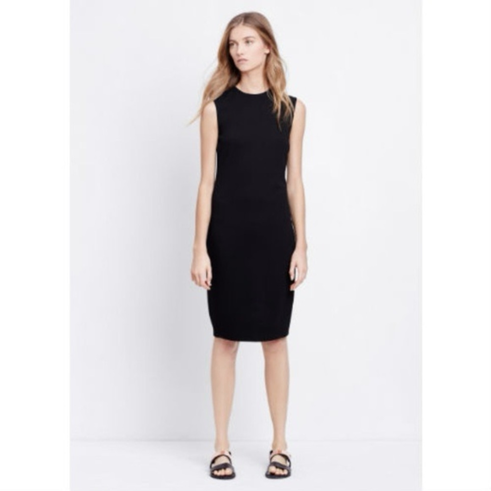 Vince Soldvince Straight Ribbed Sleeveless Midi Dress - Picture 2 of 15
